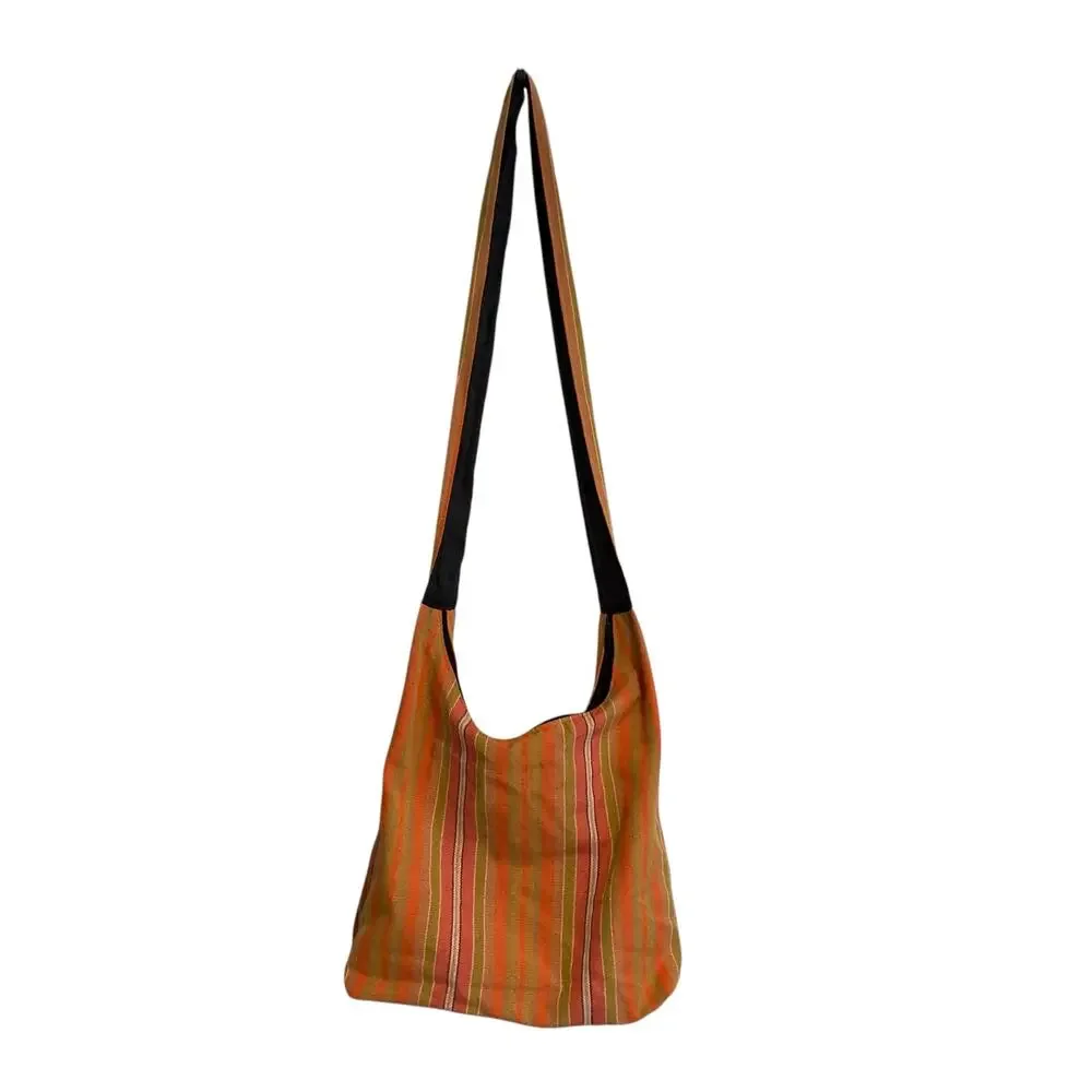 Guatemala Embroidered Floral Hobo Bag Multicolor Striped Shoulder Boho